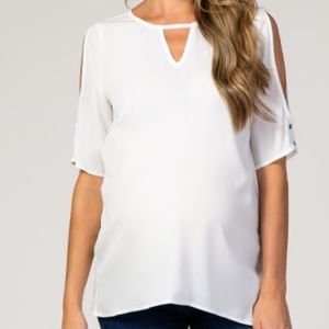 White Chiffon Open Shoulder Top